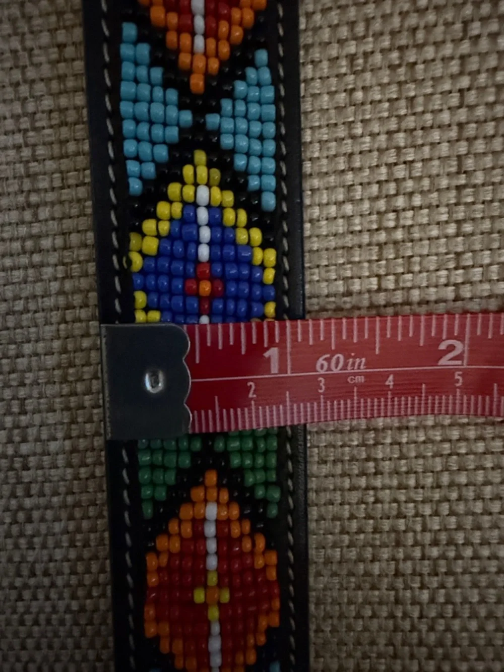 Vintage Gap beaded leather belt Southwestern, Aztec Native American inspired